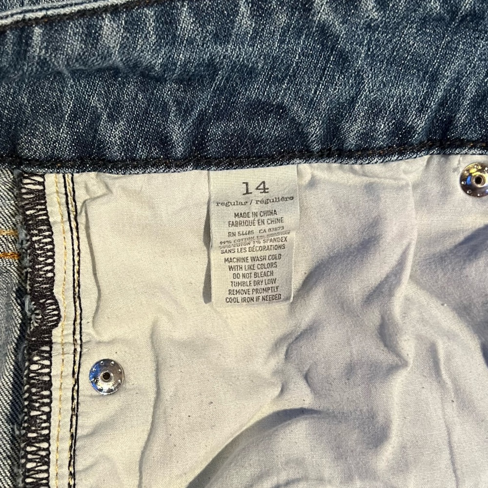 American Eagle Straight Leg Jeans Size 14 Regular Medium Wash Distressed - Picture 5 of 5